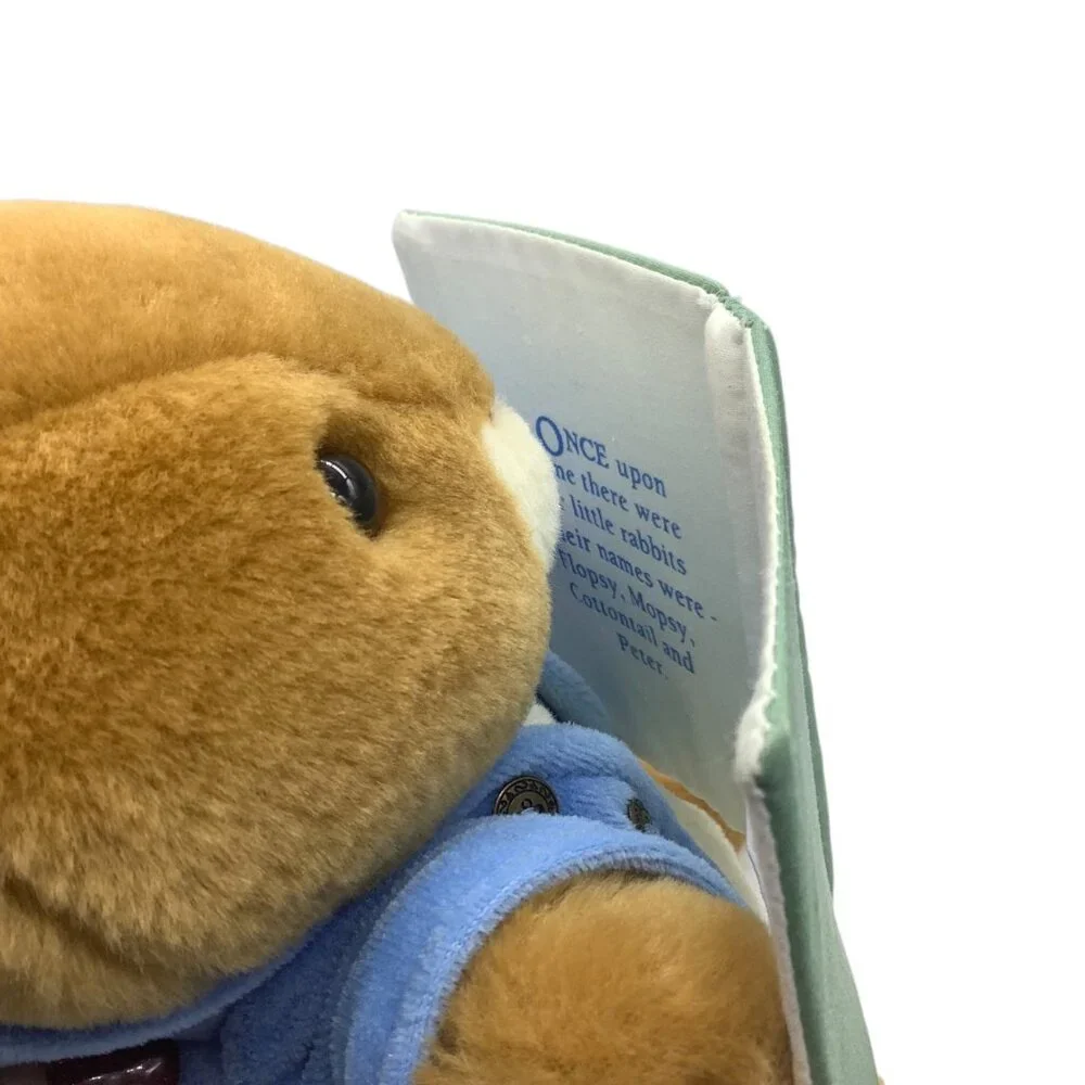 Vtg 90s Eden Peter Rabbit Plush Toy‎ Book Talking Reads the Story 12”